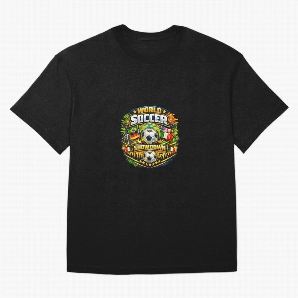 World Soccer Showdown Global Flags @ Fan Edition Classic T-Shirt Capture the FIFA World Cup 2026 Journey through CR7 and Messi Highlights, Portugal Pride, Football Passion, Legendary Performances, Festival Vibes and Supporter Community; Perfect for