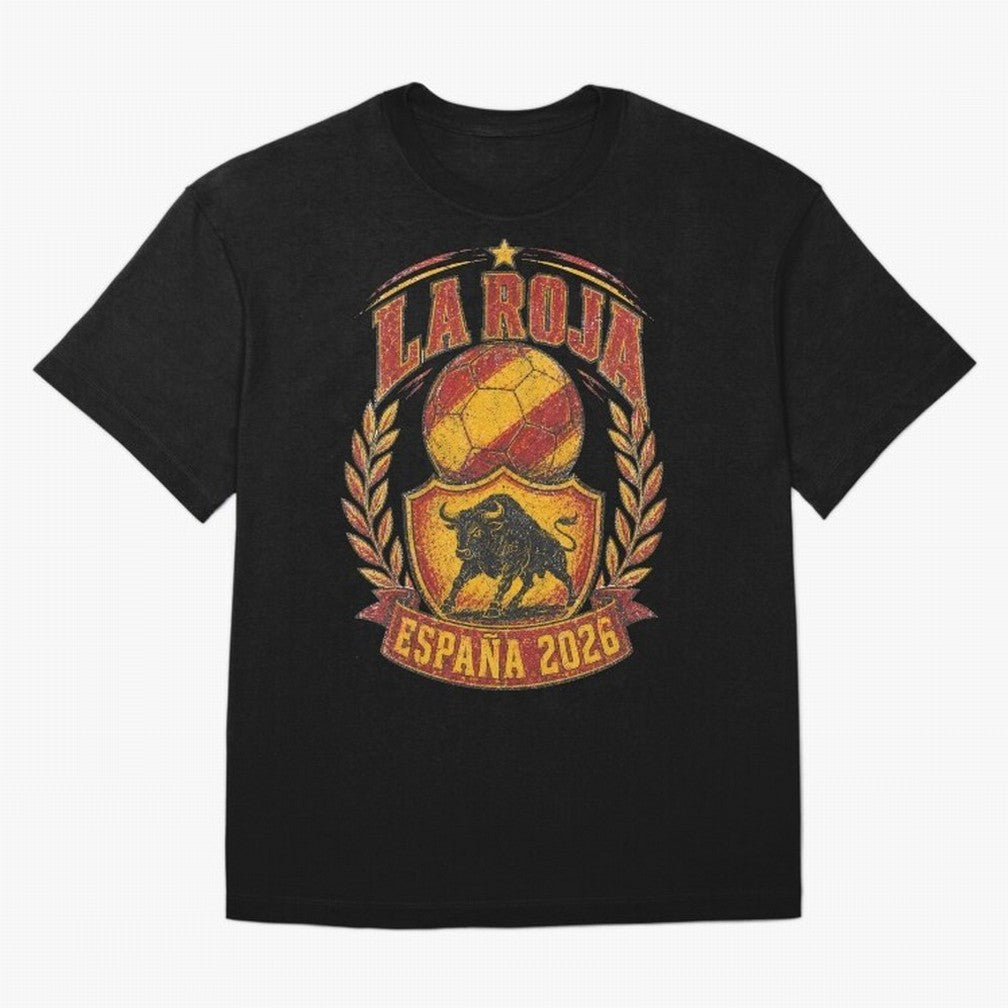 La Roja Espa?a 2026 World Cup Soccer T-Shirt Classic T-Shirt Support FIFA World Cup 2026 Celebrating CR7 and Messi, Brazil, Portugal and Argentina Energy, Worldwide Fan Energy, Dramatic Goals, Stadium Lights and Championship Celebrations; Ideal for