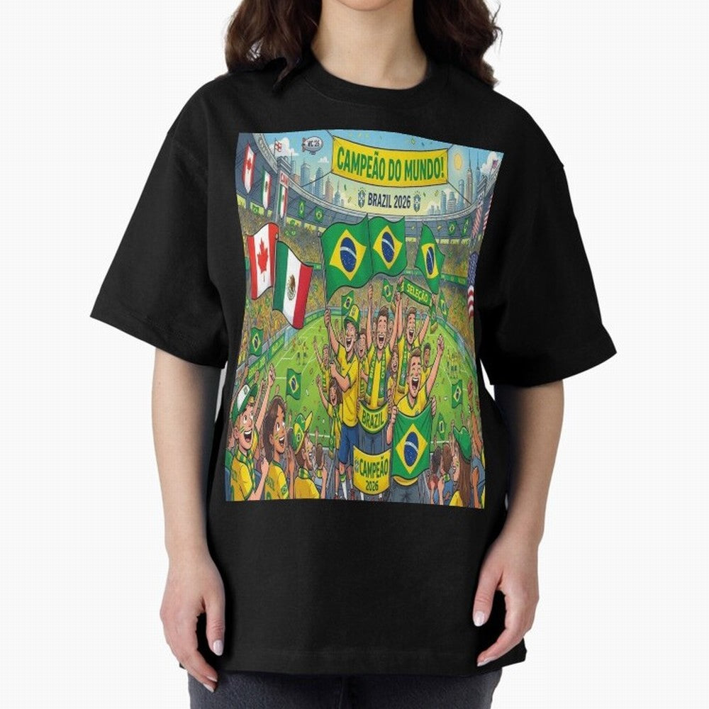 Brazil World Cup 2026 - Stadium Classic T-Shirt Enjoy FIFA World Cup 2026 Group Stage for Fans of Neymar and Brazil, Portugal and Argentina, Bringing Vintage Soccer Flavor, Modern Football Stars, National Flags and Final Night Emotion; Created for