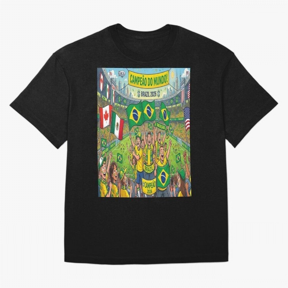 Brazil World Cup 2026 - Stadium Classic T-Shirt Enjoy FIFA World Cup 2026 Group Stage for Fans of Neymar and Brazil, Portugal and Argentina, Bringing Vintage Soccer Flavor, Modern Football Stars, National Flags and Final Night Emotion; Created for