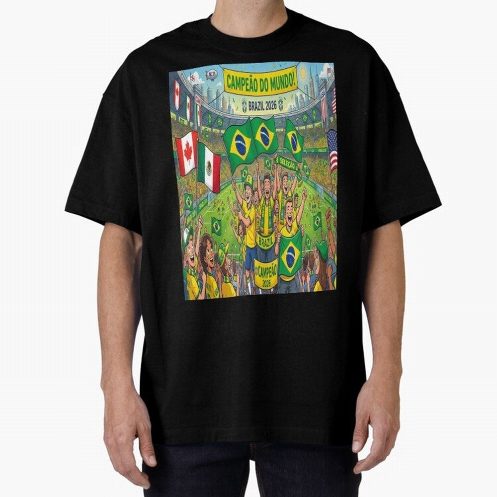 Brazil World Cup 2026 - Stadium Classic T-Shirt Enjoy FIFA World Cup 2026 Group Stage for Fans of Neymar and Brazil, Portugal and Argentina, Bringing Vintage Soccer Flavor, Modern Football Stars, National Flags and Final Night Emotion; Created for