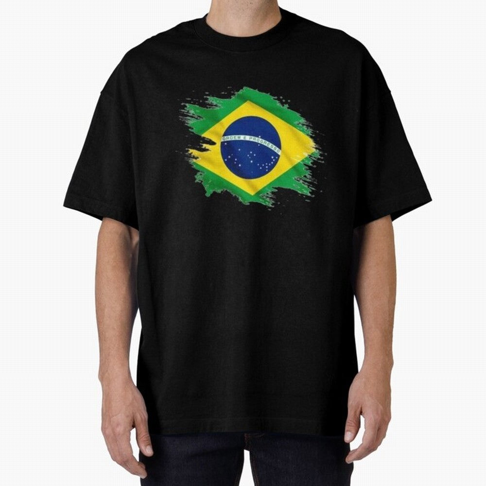 Brazil Flag Artistic Brush Stroke - Modern Flag Design T-Shirt Classic T-Shirt Celebrate Unforgettable Nights in Match Day Hype around FIFA World Cup 2026 Group Stage, Neymar, Netherlands, Global Supporter Spirit, Legendary Goals, National Colors