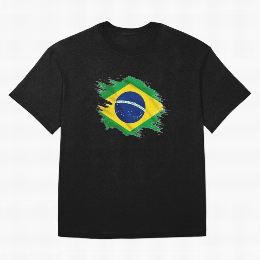Brazil Flag Artistic Brush Stroke - Modern Flag Design T-Shirt Classic T-Shirt Celebrate Unforgettable Nights in Match Day Hype around FIFA World Cup 2026 Group Stage, Neymar, Netherlands, Global Supporter Spirit, Legendary Goals, National Colors
