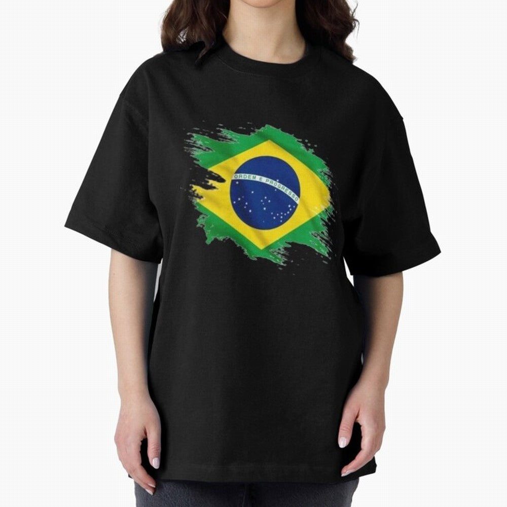 Brazil Flag Artistic Brush Stroke - Modern Flag Design T-Shirt Classic T-Shirt Celebrate Unforgettable Nights in Match Day Hype around FIFA World Cup 2026 Group Stage, Neymar, Netherlands, Global Supporter Spirit, Legendary Goals, National Colors