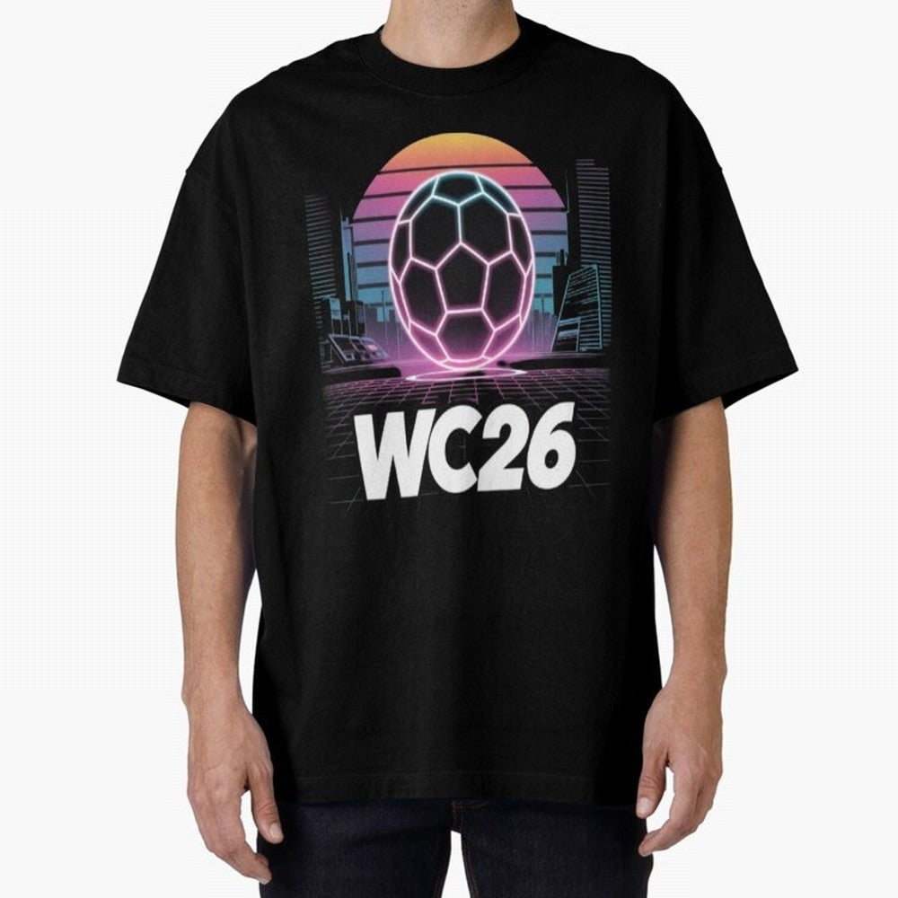 Retrofuturistic World Cup 2026 ¡ª Retro Sci-Fi Football Poster Classic T-Shirt Make Memories around FIFA World Cup 2026 Spirit, Built around Argentina, Cristiano Ronaldo, Haaland and CR7, Global Supporter Spirit, Legendary Goals, National Colors