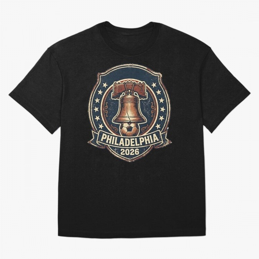 Philadelphia 2026 World Cup Host City Vintage Football Badge ¡ª Liberty Bell Soccer Crest Classic T-Shirt Bring Champion Energy into FIFA World Cup 2026 Group Stage for Fans of Neymar, Haaland and Cristiano Ronaldo and France and Portugal, Bringing