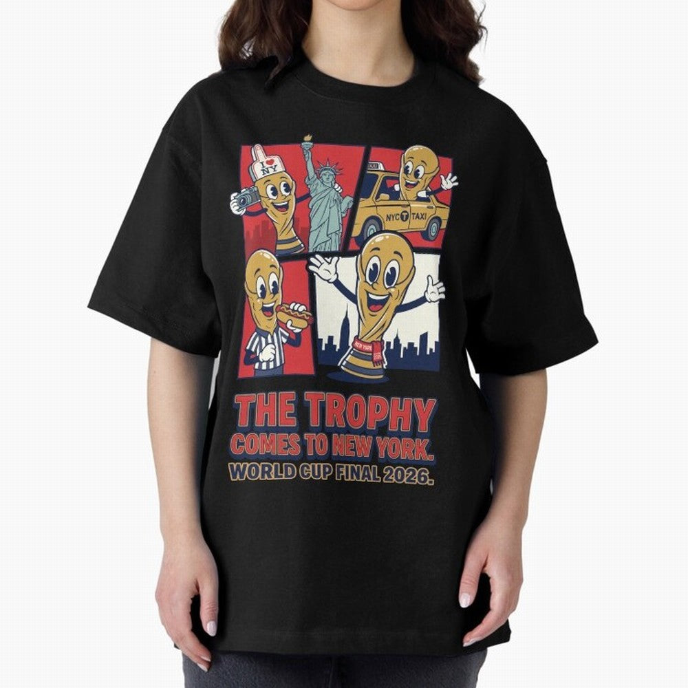 The Trophy Comes to New York ¡ª World Cup Final V1 Classic T-Shirt Celebrate Golden Goal Energy in FIFA World Cup 2026 Spirit, Celebrating Brazil, Neymar, Haaland and Cristiano Ronaldo, Supporter Pride, Iconic Celebrations, Legendary Names and