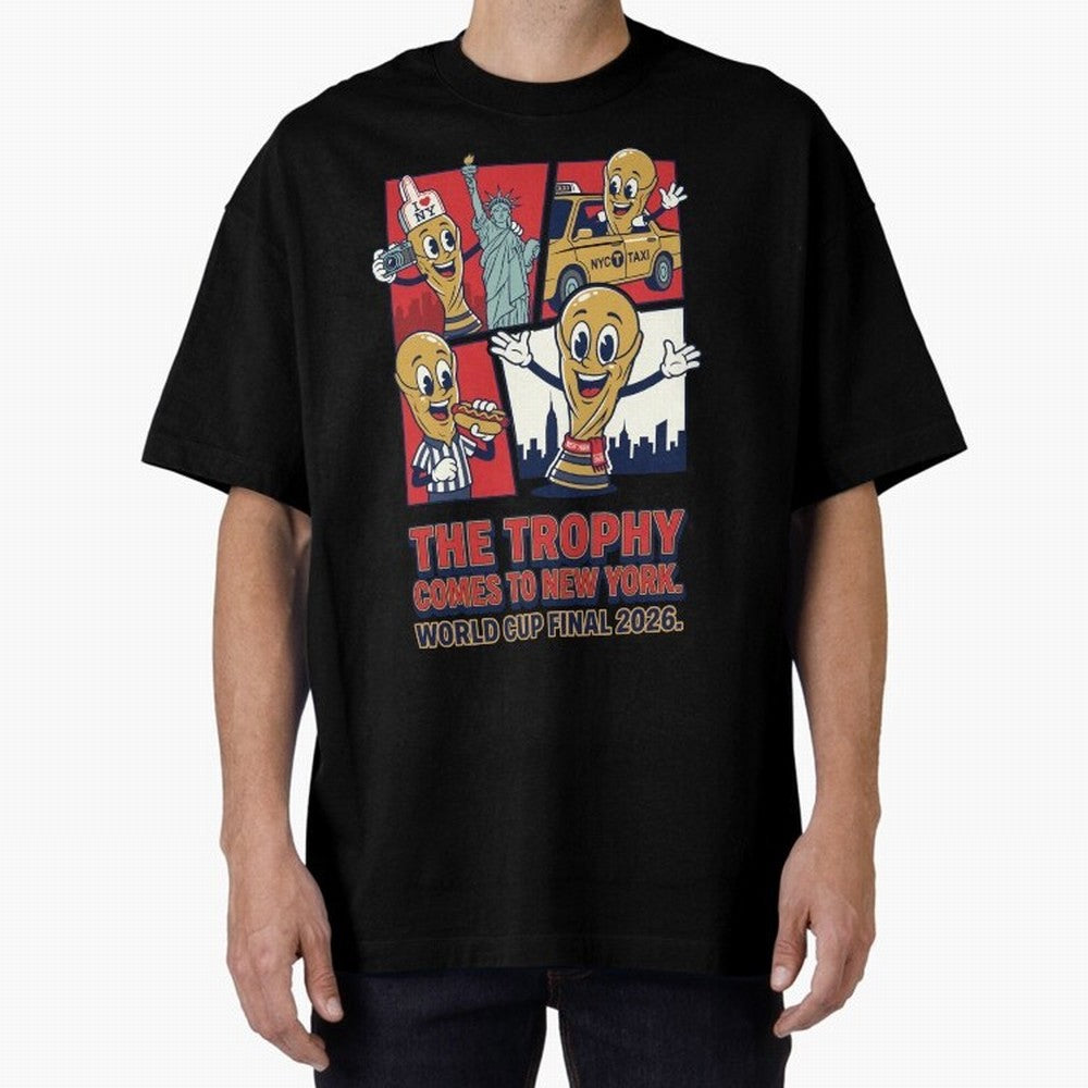 The Trophy Comes to New York ¡ª World Cup Final V1 Classic T-Shirt Celebrate Golden Goal Energy in FIFA World Cup 2026 Spirit, Celebrating Brazil, Neymar, Haaland and Cristiano Ronaldo, Supporter Pride, Iconic Celebrations, Legendary Names and