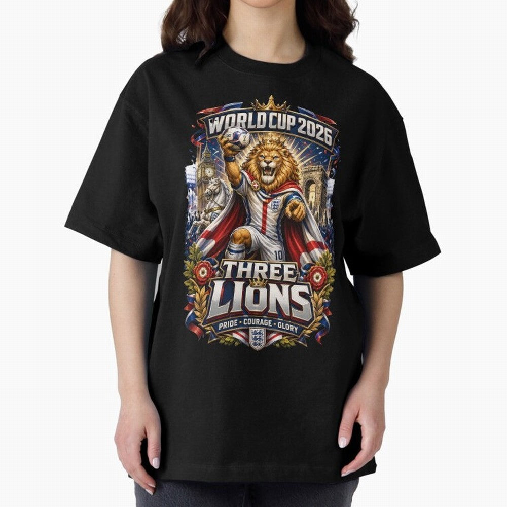 Three Lions World Cup 2026 Classic T-Shirt Bring World Football Passion into Global Football Passion for FIFA World Cup 2026 Group Stage, Capturing Haaland and Mbappe, Argentina and Brazil, Football Festival Excitement, Trophy Ambitions, Country