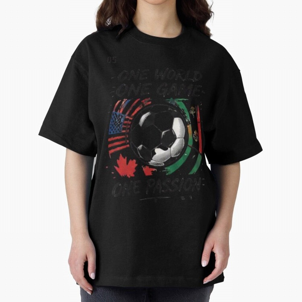 One World One Game Football Graphic Tee Classic T-Shirt Turn Every Weekend Toward FIFA World Cup 2026 USA Canada Mexico for Fans of Mbappe and Neymar and Portugal, Bringing Football Passion, Legendary Performances, Festival Vibes and Supporter