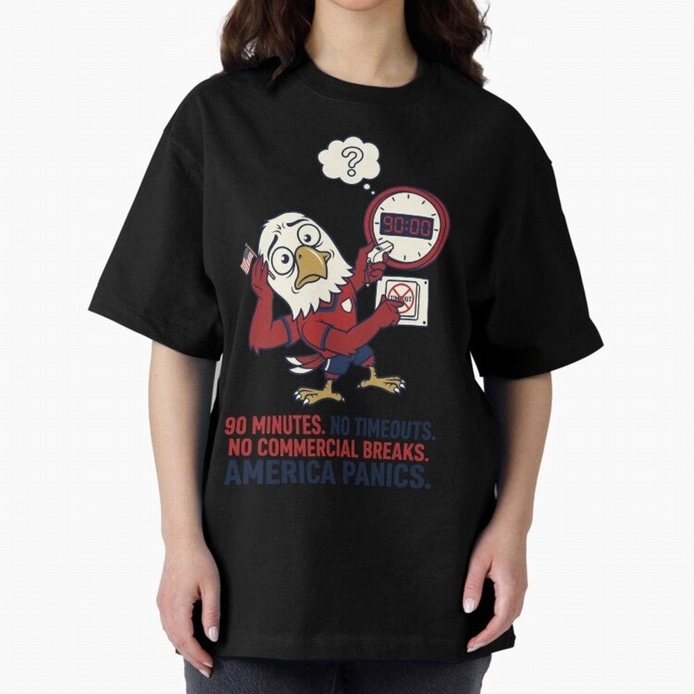 America Panics ¡ª No Timeouts No Commercials V1 Classic T-Shirt Show Passion for the Stars of FIFA World Cup 2026 Group Stage Spirit, with Argentina, France and Brazil, Haaland and Mbappe, Global Supporter Spirit, Legendary Goals, National Colors