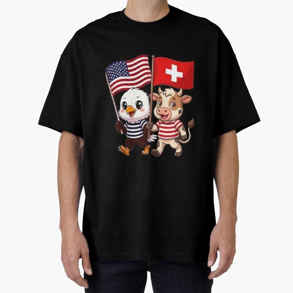 The American eagle and its friend, the Swiss calf Classic T-Shirt Show Your Love for the FIFA World Cup 2026 Group Stage Journey through Cristiano Ronaldo Highlights, England and Germany Pride, Retro Football Energy, Iconic Rivalries, Trophy Chase