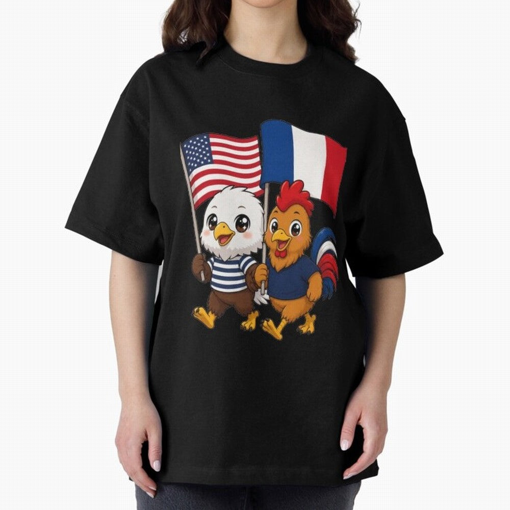 The American eagle and its friend, the French rooster Classic T-Shirt Feel the Roar of Global Football Passion for FIFA World Cup 2026, with Neymar, Haaland and Cristiano Ronaldo, Spain, Championship Spirit, Famous Goals, Roaring Crowds and