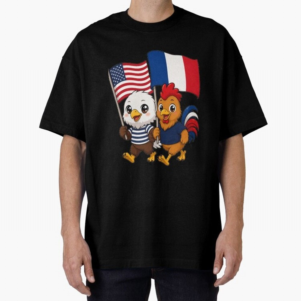 The American eagle and its friend, the French rooster Classic T-Shirt Feel the Roar of Global Football Passion for FIFA World Cup 2026, with Neymar, Haaland and Cristiano Ronaldo, Spain, Championship Spirit, Famous Goals, Roaring Crowds and