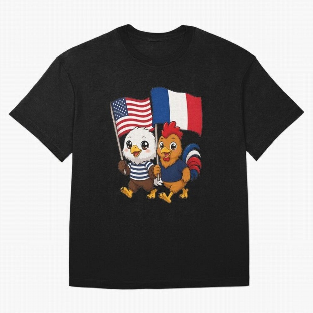 The American eagle and its friend, the French rooster Classic T-Shirt Feel the Roar of Global Football Passion for FIFA World Cup 2026, with Neymar, Haaland and Cristiano Ronaldo, Spain, Championship Spirit, Famous Goals, Roaring Crowds and