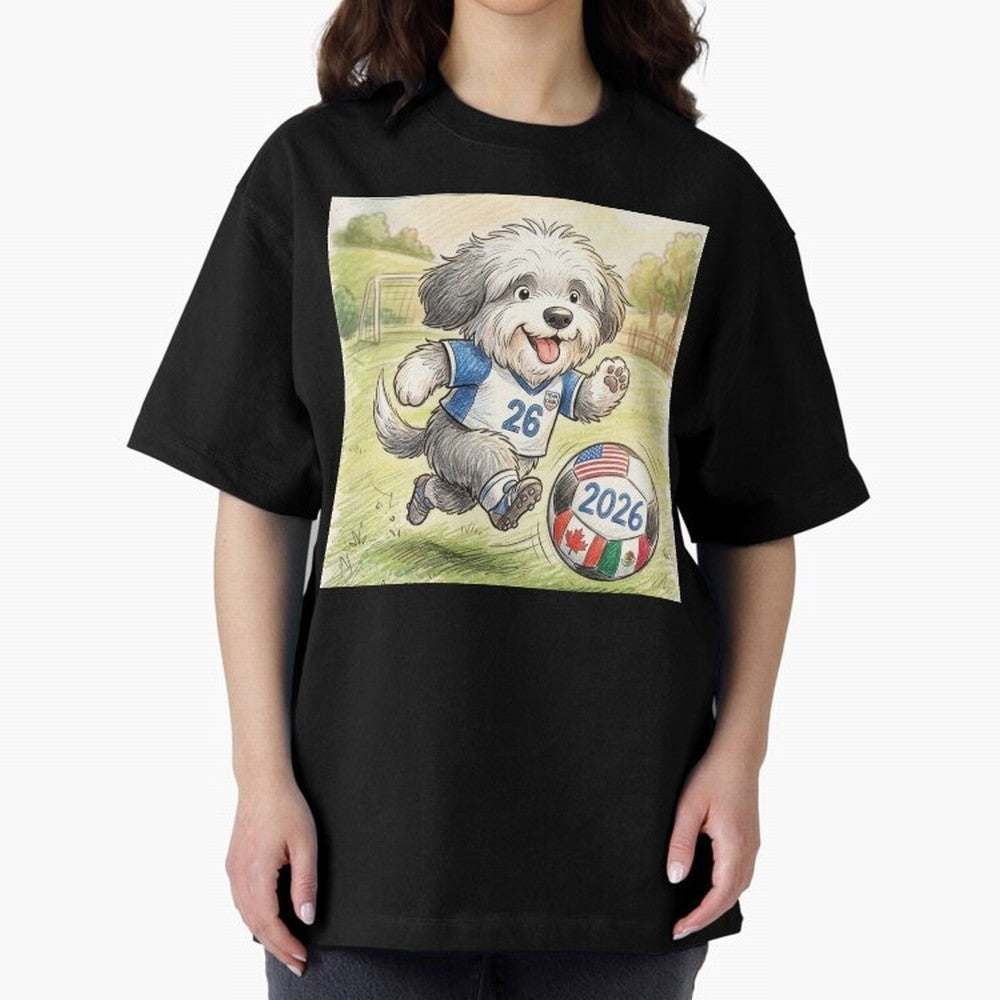 Cute Sheepdog Soccer Star - 2026 World Cup Fluffy Puppy Classic T-Shirt Show Fan Pride Across FIFA World Cup 2026 for Fans of Messi and Cristiano Ronaldo and Brazil, Bringing Classic Soccer Heritage, Championship Pressure, Fan Loyalty and
