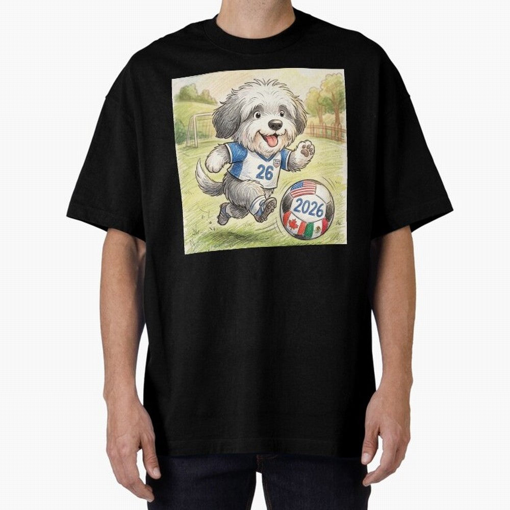 Cute Sheepdog Soccer Star - 2026 World Cup Fluffy Puppy Classic T-Shirt Show Fan Pride Across FIFA World Cup 2026 for Fans of Messi and Cristiano Ronaldo and Brazil, Bringing Classic Soccer Heritage, Championship Pressure, Fan Loyalty and