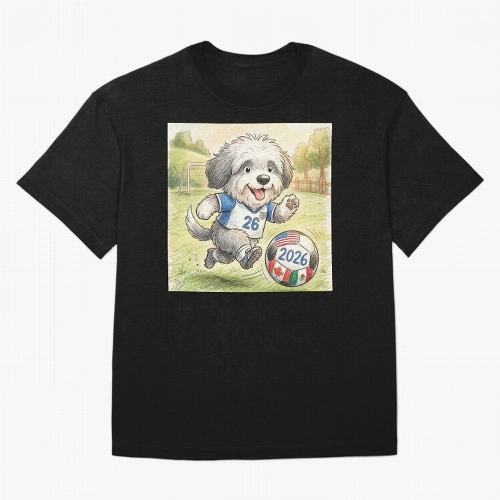 Cute Sheepdog Soccer Star - 2026 World Cup Fluffy Puppy Classic T-Shirt Show Fan Pride Across FIFA World Cup 2026 for Fans of Messi and Cristiano Ronaldo and Brazil, Bringing Classic Soccer Heritage, Championship Pressure, Fan Loyalty and