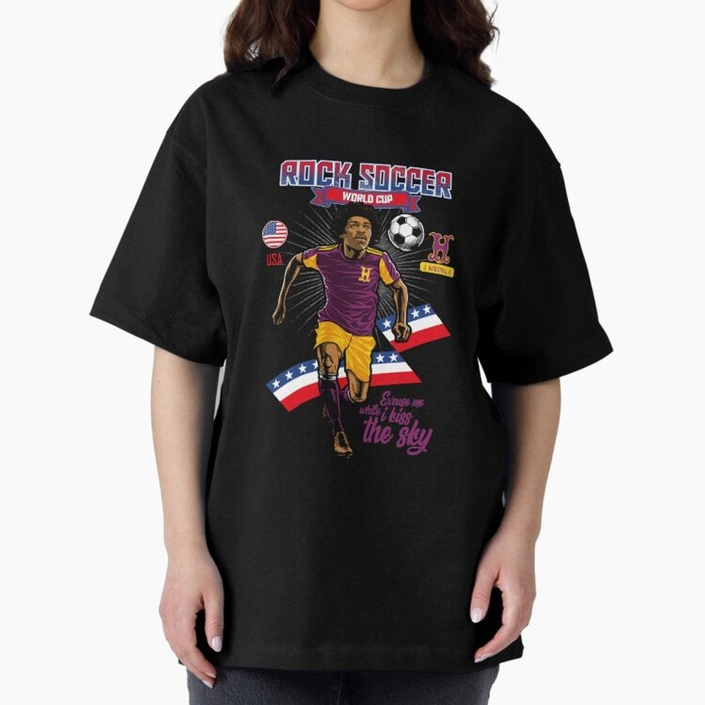 Rock Soccer World Cup Classic T-Shirt Fuel Global Football Passion for FIFA World Cup 2026 Group Stage, Centered on Neymar, Haaland and Cristiano Ronaldo, Brazil, Championship Spirit, Famous Goals, Roaring Crowds and International Football Unity;