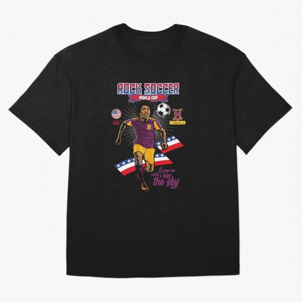 Rock Soccer World Cup Classic T-Shirt Fuel Global Football Passion for FIFA World Cup 2026 Group Stage, Centered on Neymar, Haaland and Cristiano Ronaldo, Brazil, Championship Spirit, Famous Goals, Roaring Crowds and International Football Unity;