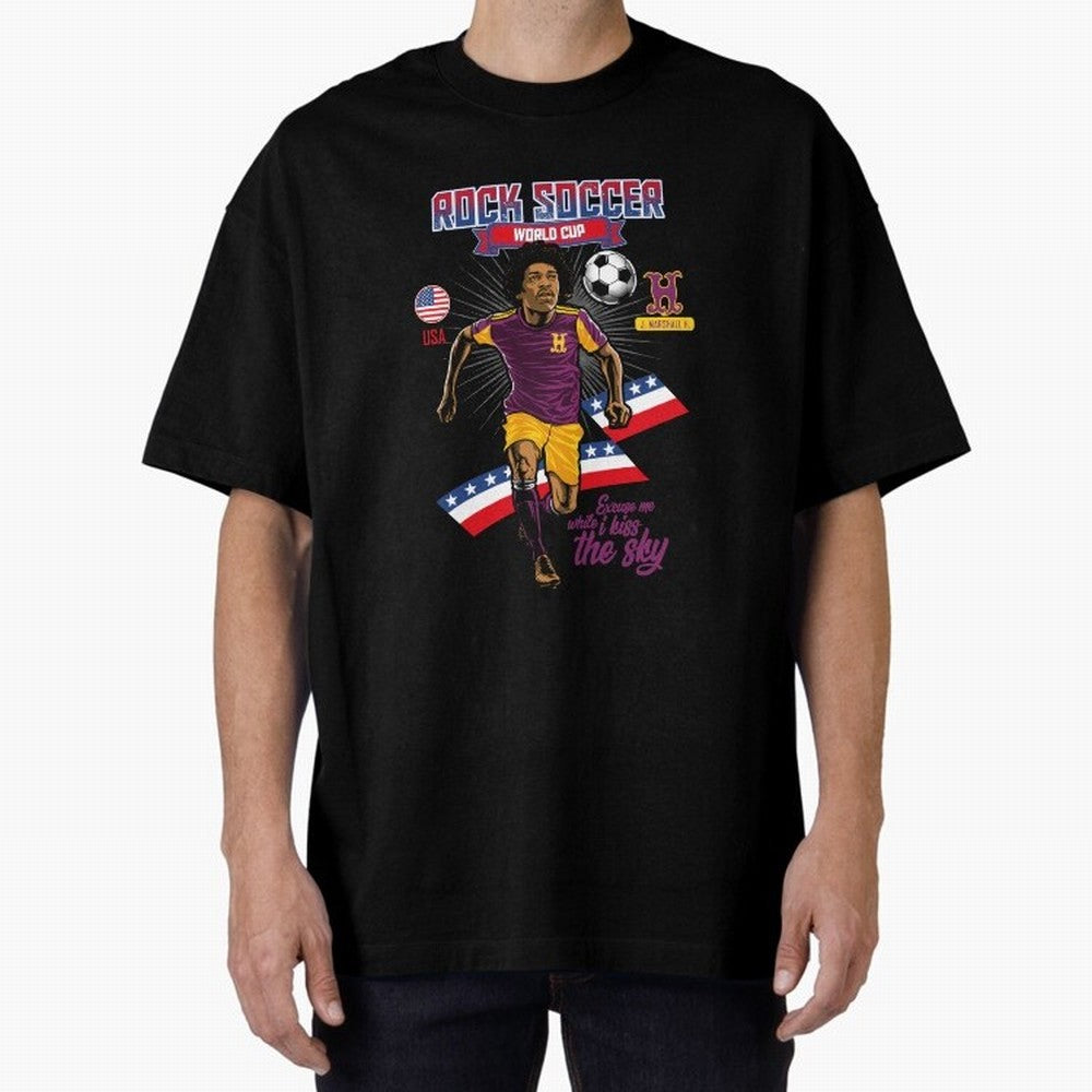 Rock Soccer World Cup Classic T-Shirt Fuel Global Football Passion for FIFA World Cup 2026 Group Stage, Centered on Neymar, Haaland and Cristiano Ronaldo, Brazil, Championship Spirit, Famous Goals, Roaring Crowds and International Football Unity;