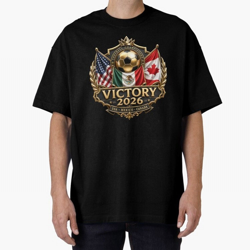 Victory 2026 USA Mexico Canada Football Crest Classic T-Shirt Carry National Pride through FIFA World Cup 2026 USA Canada Mexico for Fans of Neymar, Haaland and Cristiano Ronaldo and Portugal, Bringing Football History, Final Match Energy, Crowd