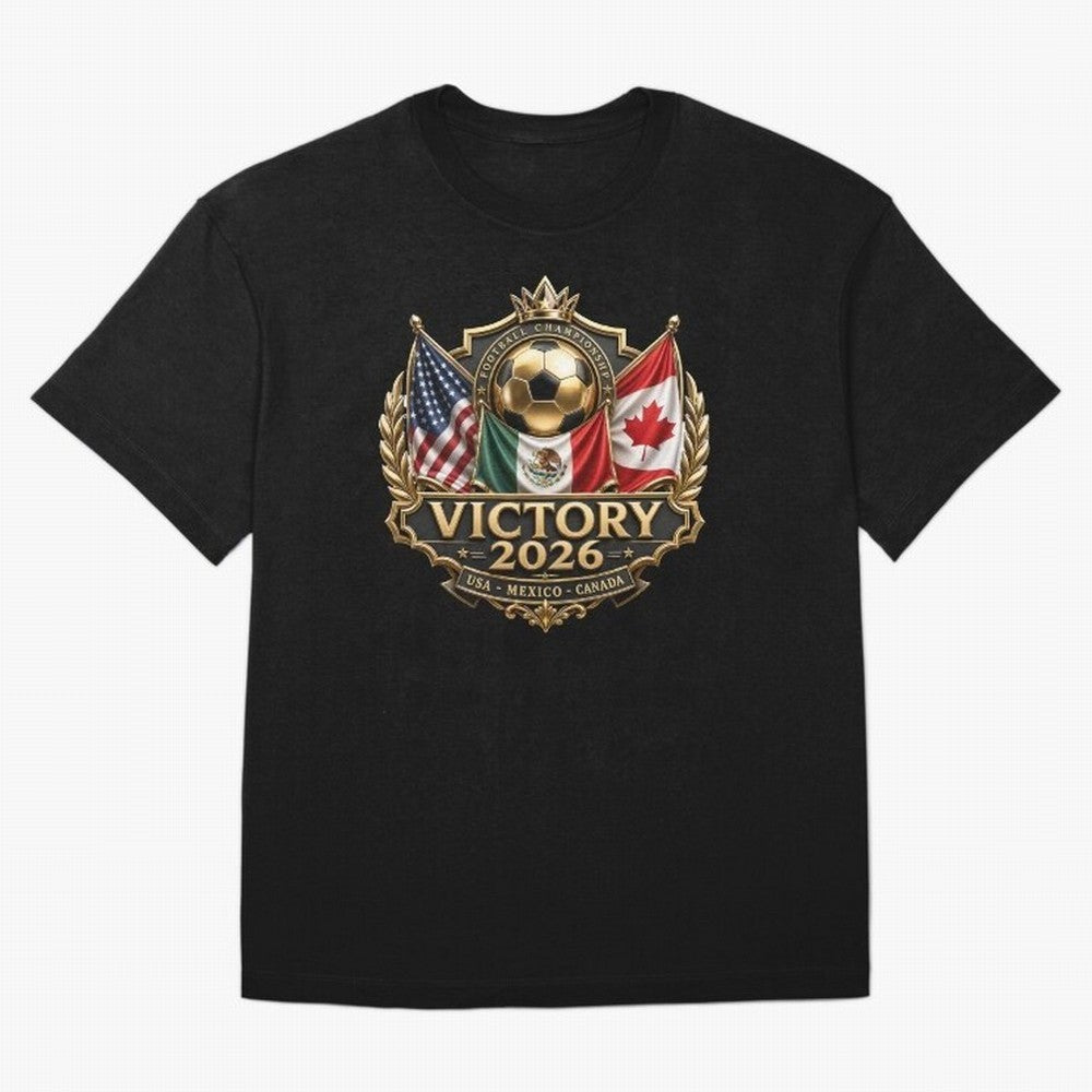 Victory 2026 USA Mexico Canada Football Crest Classic T-Shirt Carry National Pride through FIFA World Cup 2026 USA Canada Mexico for Fans of Neymar, Haaland and Cristiano Ronaldo and Portugal, Bringing Football History, Final Match Energy, Crowd
