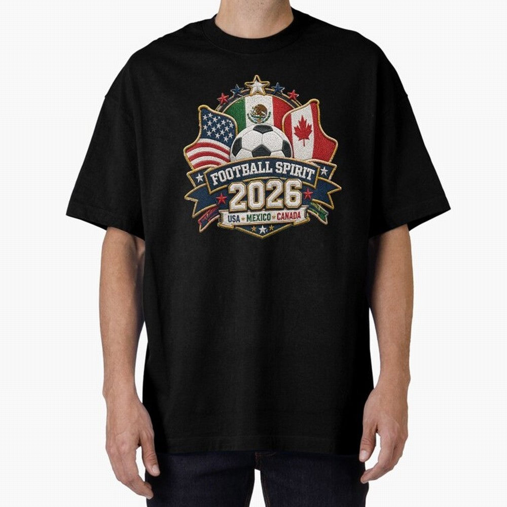 Football Spirit 2026 USA Mexico Canada Patch Design Classic T-Shirt Bring Legendary Rivalry Energy to Global Football Passion for FIFA World Cup 2026 Group Stage, Capturing Cristiano Ronaldo, Haaland and CR7, Argentina, France and Brazil, Game Day