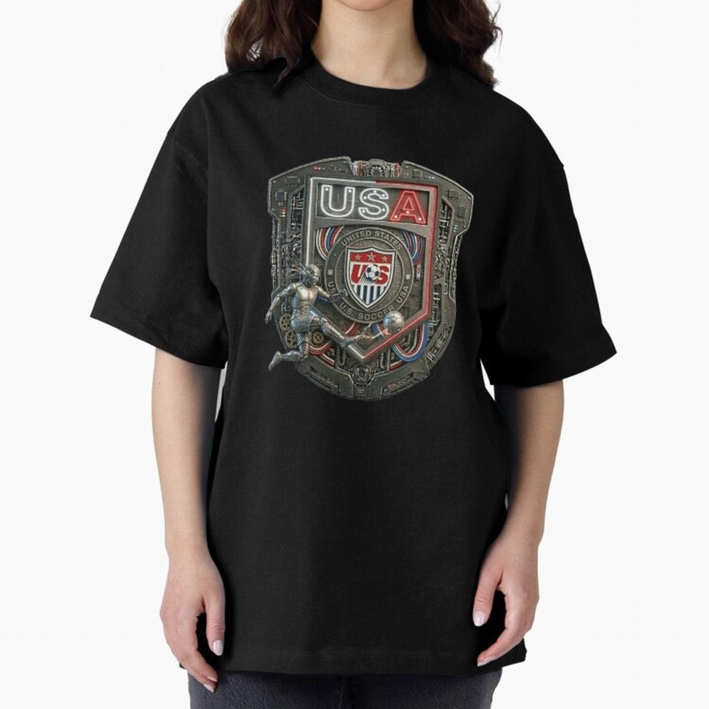 USA SOCCER SHIELD KICKING BALL Classic T-Shirt Represent Football Lovers during Global Football Passion for FIFA World Cup 2026 USA Canada Mexico, Centered on CR7 and Messi, Spain, Championship Spirit, Famous Goals, Roaring Crowds and International