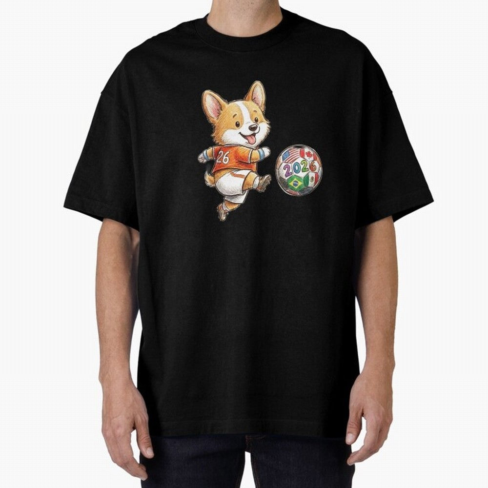 Cute Corgi Soccer Striker - 2026 World Cup Orange Jersey Classic T-Shirt Bring Trophy Dreams to FIFA World Cup 2026 Spirit, Highlighting Germany, Messi, Goal Celebration Energy, Supporter Heritage, Football Icons and Worldwide Tournament Joy; Made