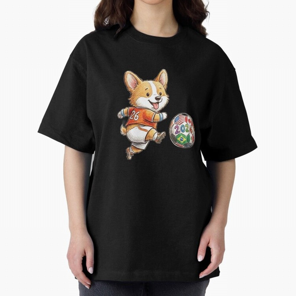Cute Corgi Soccer Striker - 2026 World Cup Orange Jersey Classic T-Shirt Bring Trophy Dreams to FIFA World Cup 2026 Spirit, Highlighting Germany, Messi, Goal Celebration Energy, Supporter Heritage, Football Icons and Worldwide Tournament Joy; Made