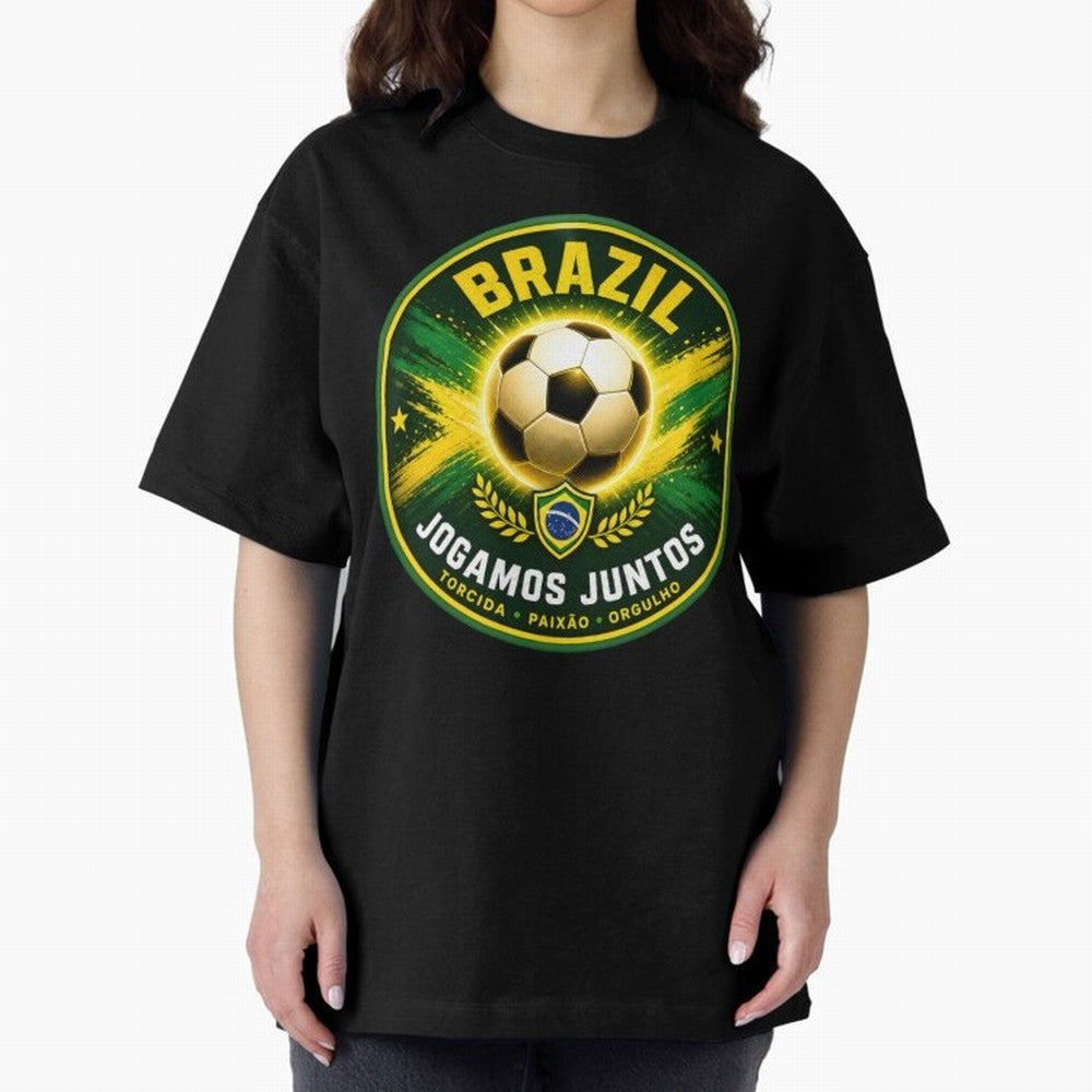 Vibrant and Elegant Brazil Soccer Emblem Classic T-Shirt Celebrate Rivalries and Pride in Match Day Hype around FIFA World Cup 2026 Group Stage, Mbappe and Neymar, Brazil, Sports Nostalgia, International Competition, Famous Players and