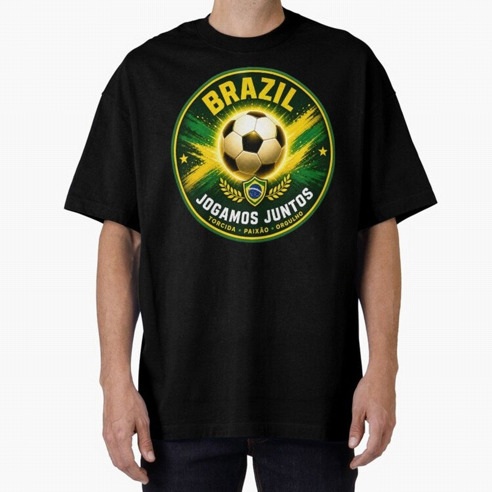 Vibrant and Elegant Brazil Soccer Emblem Classic T-Shirt Celebrate Rivalries and Pride in Match Day Hype around FIFA World Cup 2026 Group Stage, Mbappe and Neymar, Brazil, Sports Nostalgia, International Competition, Famous Players and
