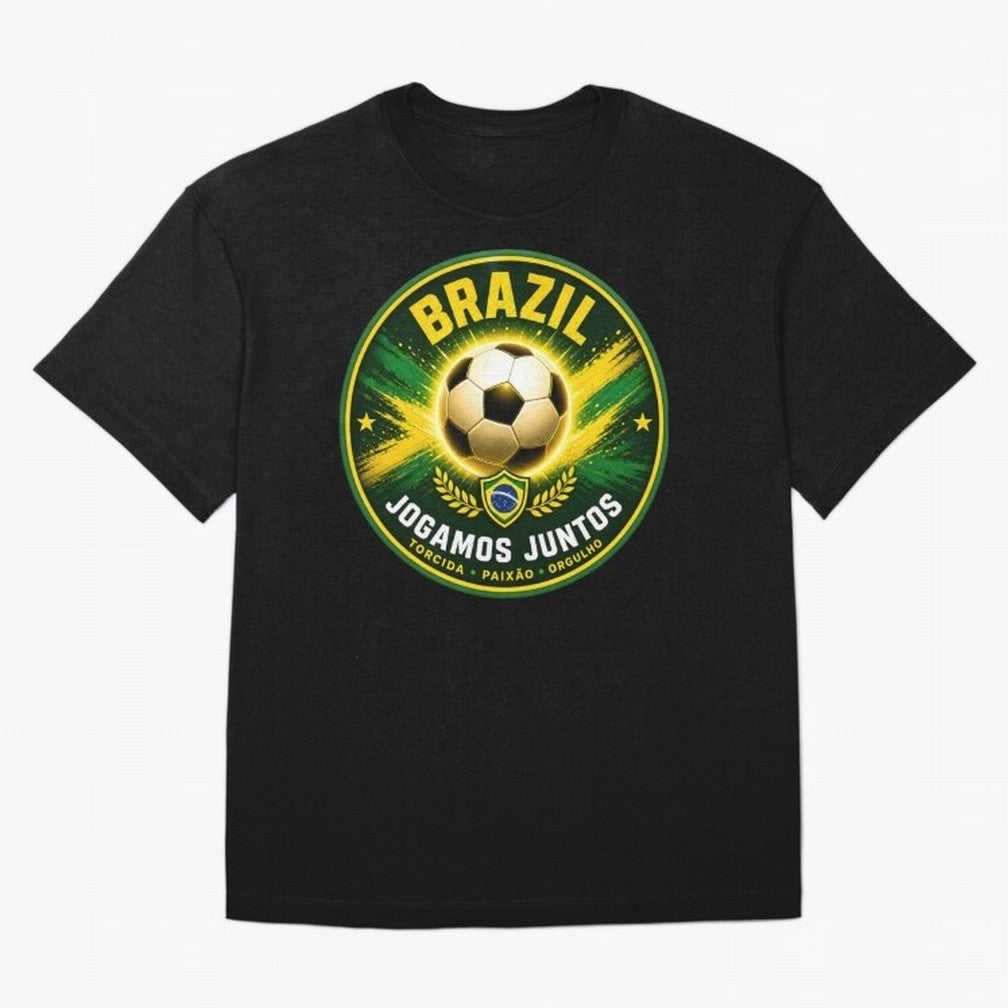 Vibrant and Elegant Brazil Soccer Emblem Classic T-Shirt Celebrate Rivalries and Pride in Match Day Hype around FIFA World Cup 2026 Group Stage, Mbappe and Neymar, Brazil, Sports Nostalgia, International Competition, Famous Players and