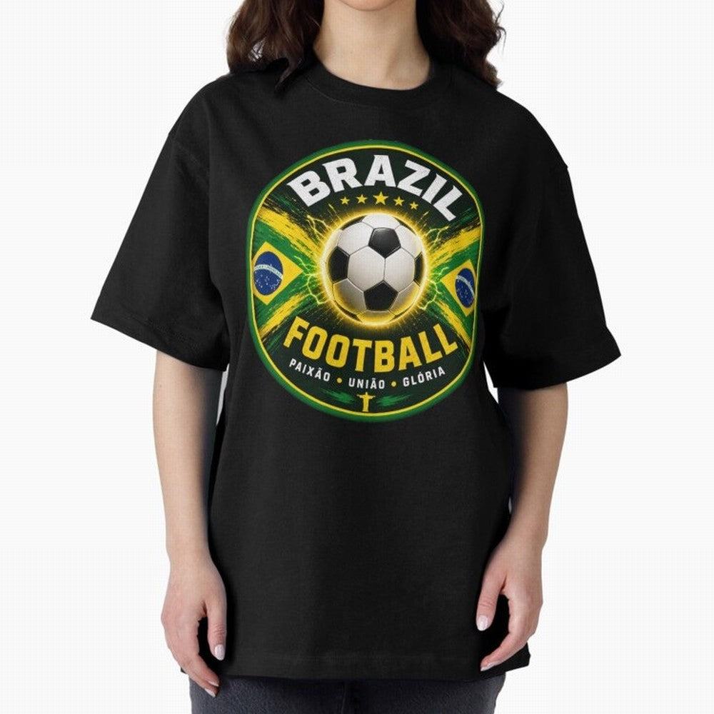 Elegant Brazil Football Emblem Classic T-Shirt Enjoy the Biggest Football Party of FIFA World Cup 2026 for Fans of Mbappe and Argentina, France and Brazil, Bringing Soccer Culture, Superstar Moments, National Team Dreams and Competitive Fire;