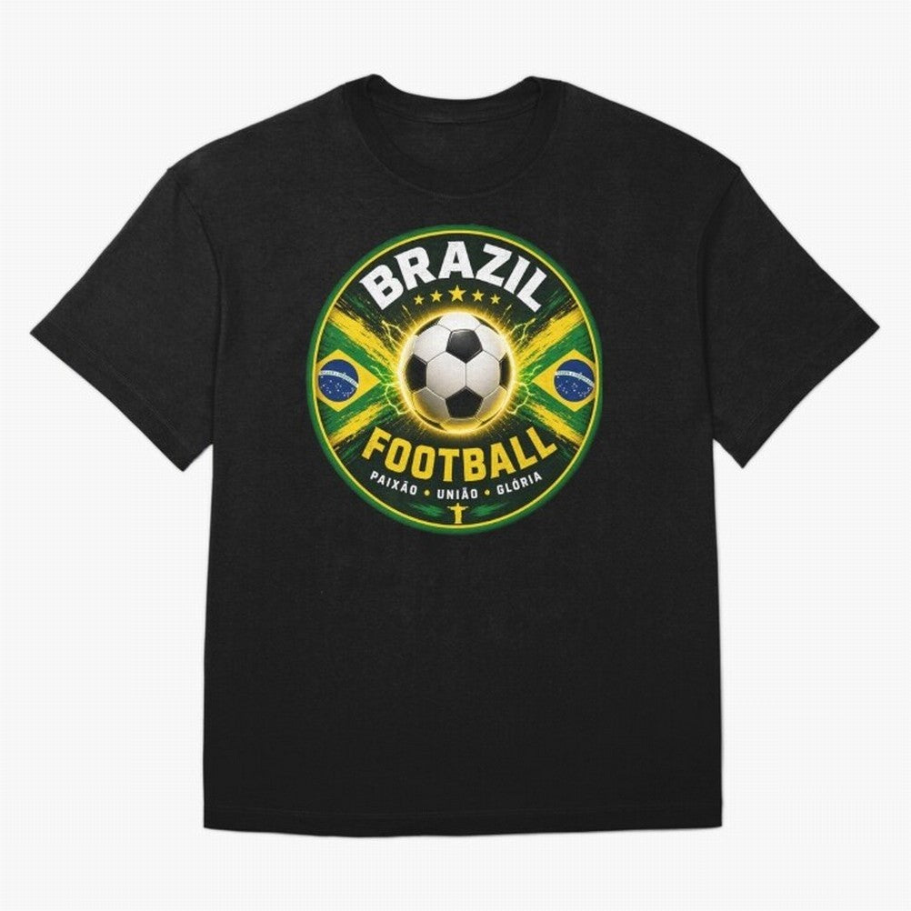 Elegant Brazil Football Emblem Classic T-Shirt Enjoy the Biggest Football Party of FIFA World Cup 2026 for Fans of Mbappe and Argentina, France and Brazil, Bringing Soccer Culture, Superstar Moments, National Team Dreams and Competitive Fire;