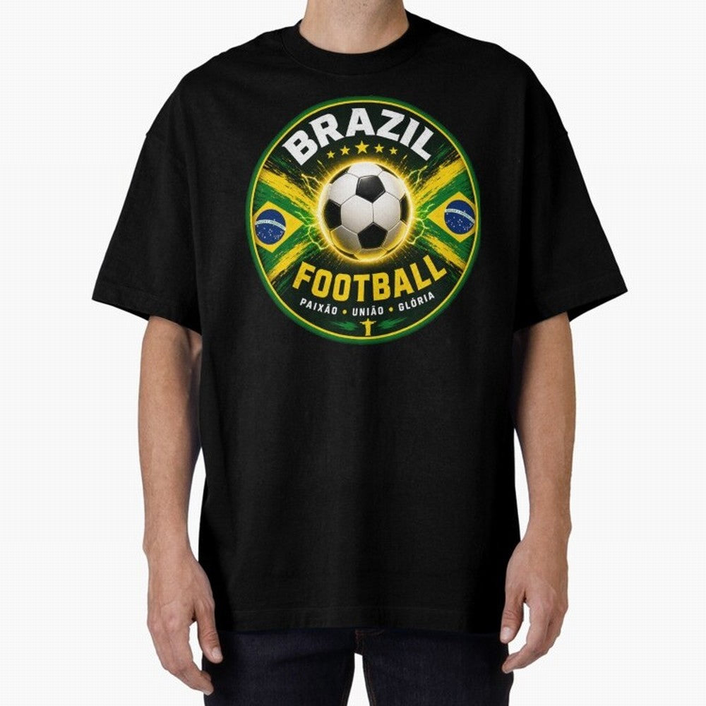 Elegant Brazil Football Emblem Classic T-Shirt Enjoy the Biggest Football Party of FIFA World Cup 2026 for Fans of Mbappe and Argentina, France and Brazil, Bringing Soccer Culture, Superstar Moments, National Team Dreams and Competitive Fire;