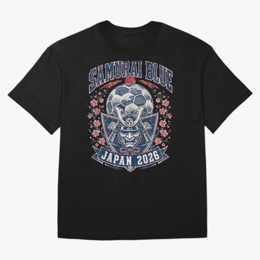 Samurai Blue Japan 2026 World Cup Soccer T-Shirt Classic T-Shirt Join the Countdown to Global Football Passion for FIFA World Cup 2026 USA Canada Mexico, with Messi, Spain, Champion Mindset, Group Stage Buzz, Knockout Tension and Passionate Fan