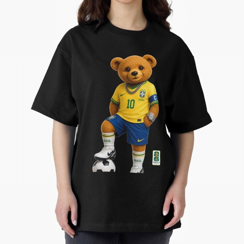 Brazil Soccer Bear World Cup Teddy Bear Classic T-Shirt Capture FIFA World Cup 2026 Group Stage for Fans of Haaland and Mbappe and France, Bringing Sports Nostalgia, International Competition, Famous Players and Unforgettable Victories; Made for