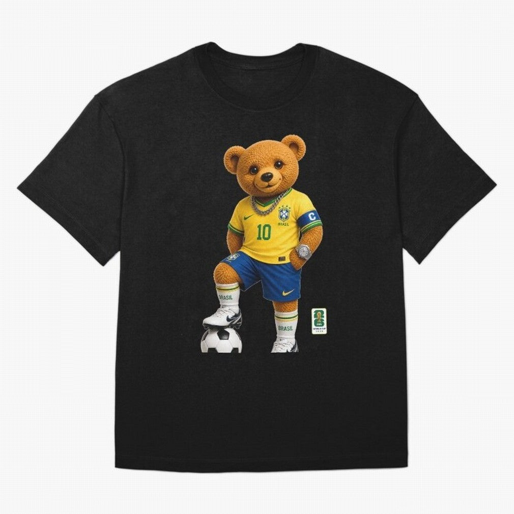 Brazil Soccer Bear World Cup Teddy Bear Classic T-Shirt Capture FIFA World Cup 2026 Group Stage for Fans of Haaland and Mbappe and France, Bringing Sports Nostalgia, International Competition, Famous Players and Unforgettable Victories; Made for
