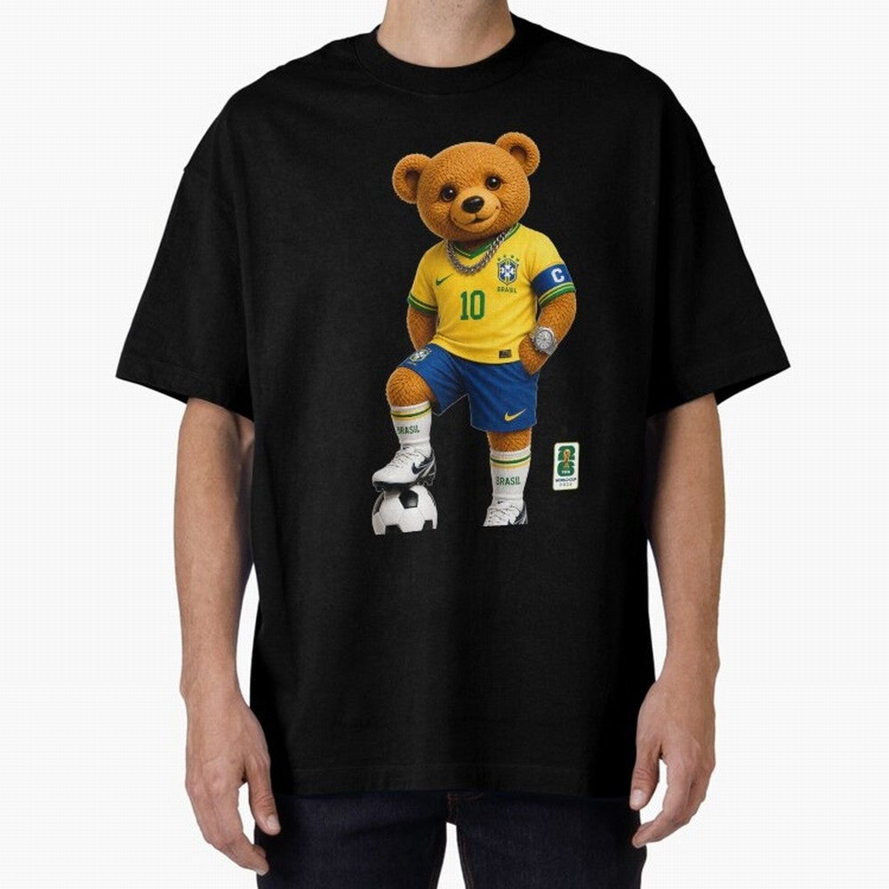 Brazil Soccer Bear World Cup Teddy Bear Classic T-Shirt Capture FIFA World Cup 2026 Group Stage for Fans of Haaland and Mbappe and France, Bringing Sports Nostalgia, International Competition, Famous Players and Unforgettable Victories; Made for
