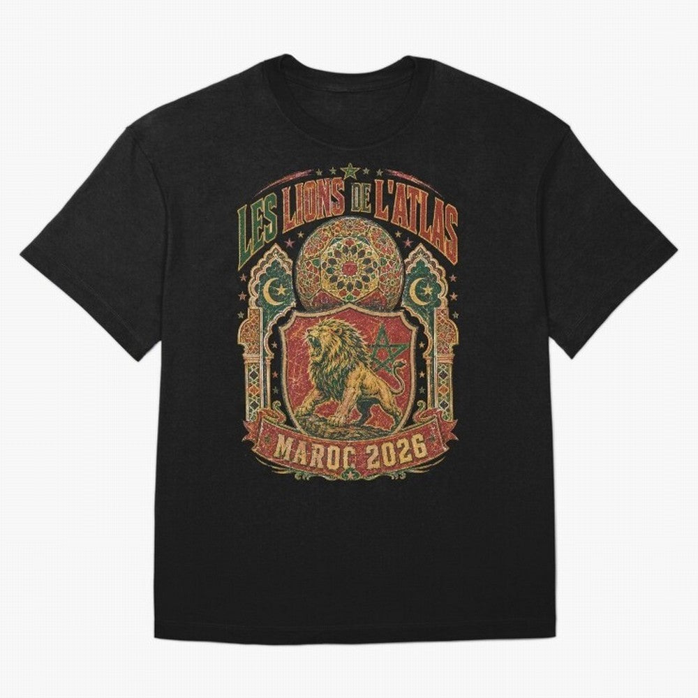 Lions De L'Atlas Maroc 2026 World Cup Soccer T-Shirt Classic T-Shirt Keep the Match Day Mood of FIFA World Cup 2026 USA Canada Mexico for Fans of Neymar, Haaland and Cristiano Ronaldo and England and Germany, Bringing Fan Favorite Moments, National
