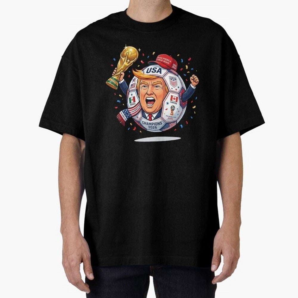 Donald Trump 2026 World Cup Soccer Champion Illustration Classic T-Shirt Remember FIFA World Cup 2026 Group Stage for Fans of CR7 and Messi and Brazil, Bringing Stadium Memories, Football Loyalty, International Chants and Championship Tradition;