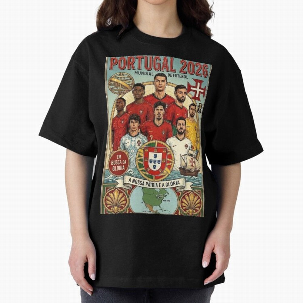 Portugal 2026 ¨C In Search of Glory Classic T-Shirt Carry the Dream of Global Football Passion for FIFA World Cup 2026, Built around Messi, CR7 and Mbappe, Brazil, Championship Spirit, Famous Goals, Roaring Crowds and International Football Unity;