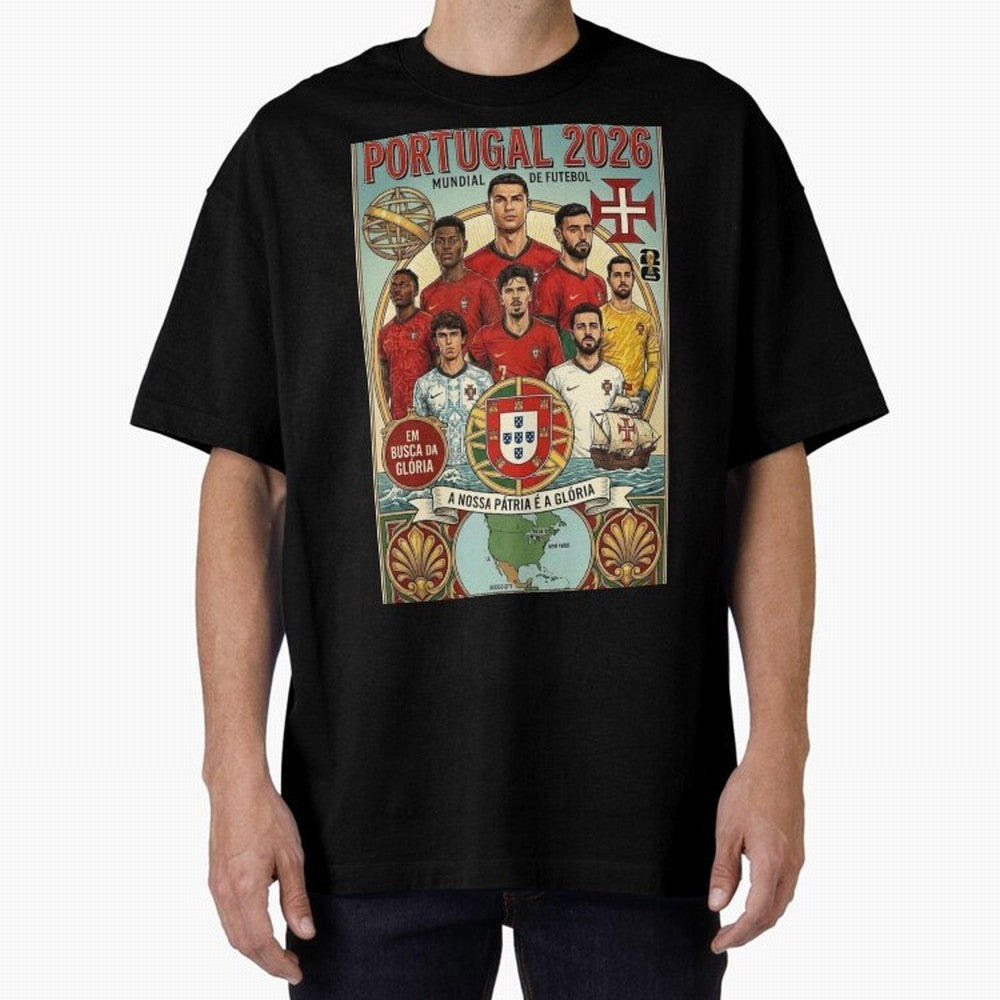 Portugal 2026 ¨C In Search of Glory Classic T-Shirt Carry the Dream of Global Football Passion for FIFA World Cup 2026, Built around Messi, CR7 and Mbappe, Brazil, Championship Spirit, Famous Goals, Roaring Crowds and International Football Unity;