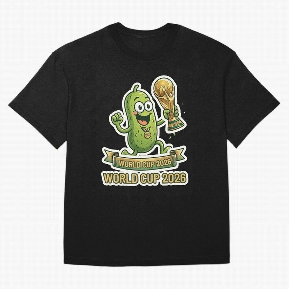 World Cup 2026 Pickle Champion Shirt ¨C Funny Soccer Pickle Mascot Holding Trophy, Cute Football Cartoon Design for Fans Sticker Mug Classic T-Shirt Stand with the FIFA World Cup 2026 Group Stage Journey through Neymar, Haaland and Cristiano