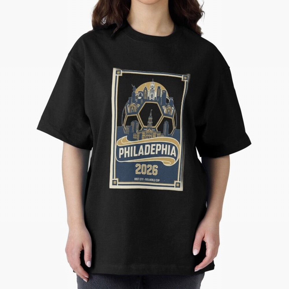 Philadelphia 2026 ¨C Vintage Soccer Host City Tee Classic T-Shirt Celebrate Soccer Greatness during FIFA World Cup 2026 Group Stage Spirit, Built around Portugal, Spain and Germany, Cristiano Ronaldo, Retro Football Energy, Iconic Rivalries, Trophy