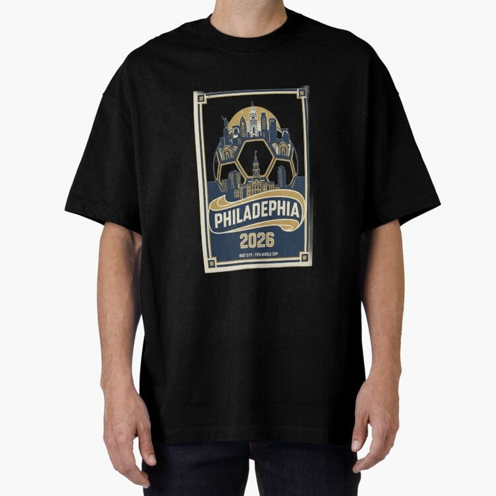 Philadelphia 2026 ¨C Vintage Soccer Host City Tee Classic T-Shirt Celebrate Soccer Greatness during FIFA World Cup 2026 Group Stage Spirit, Built around Portugal, Spain and Germany, Cristiano Ronaldo, Retro Football Energy, Iconic Rivalries, Trophy