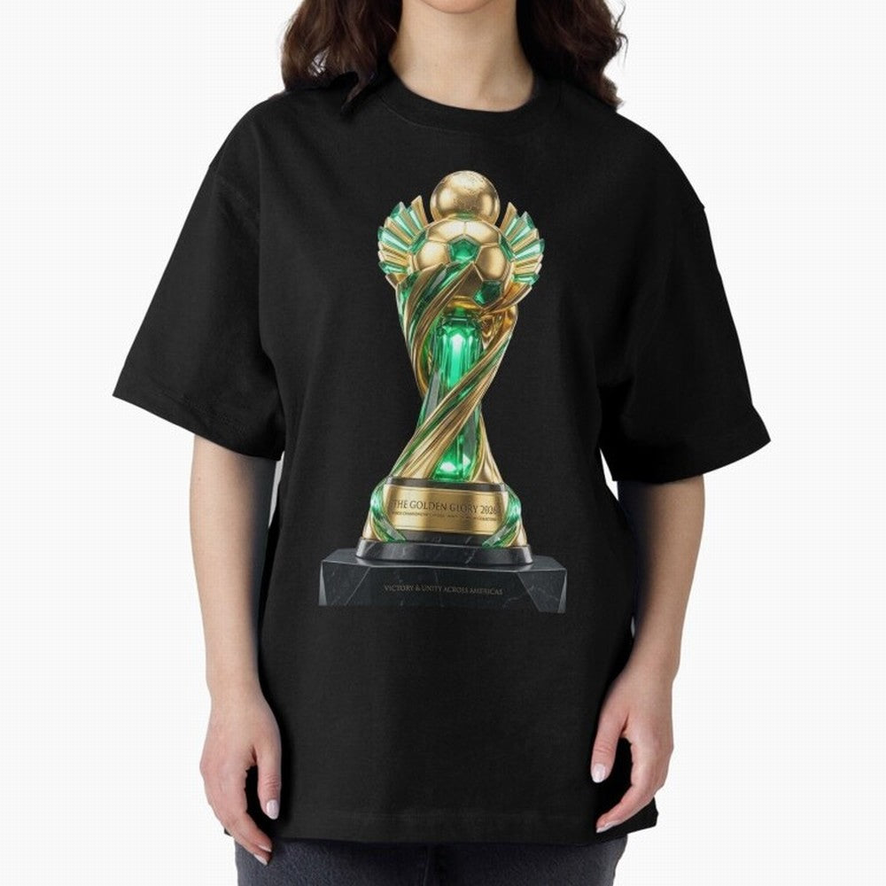 The Golden Glory 2026 - Futurist Soccer Trophy Classic T-Shirt Relive Legendary Nights from Match Day Hype around FIFA World Cup 2026 Group Stage, Mbappe, Argentina, France and Brazil, Tournament Hype, Historic Matchups, Family Viewing Parties and