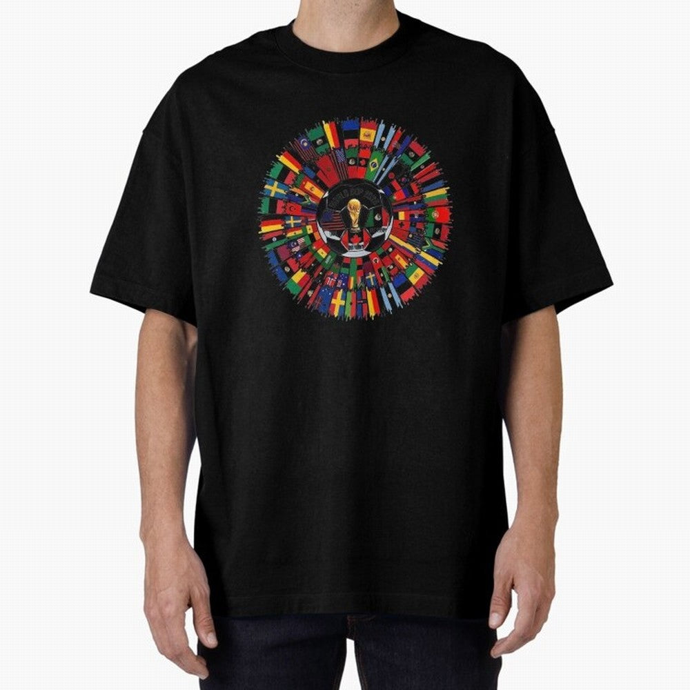Vibrant 2026 World Cup International Flag Splash Classic T-Shirt Upgrade the FIFA World Cup 2026 Group Stage Journey through Neymar Highlights, Spain Pride, Vintage Soccer Flavor, Modern Football Stars, National Flags and Final Night Emotion; Made